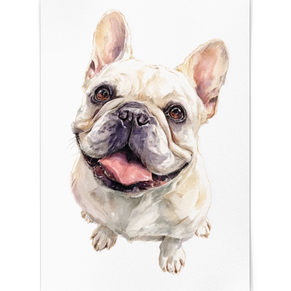 Watercolor French Bulldog Pet Portrait Wall Art Print Poster Unframed - Cute Dog - Picture 2 of 6